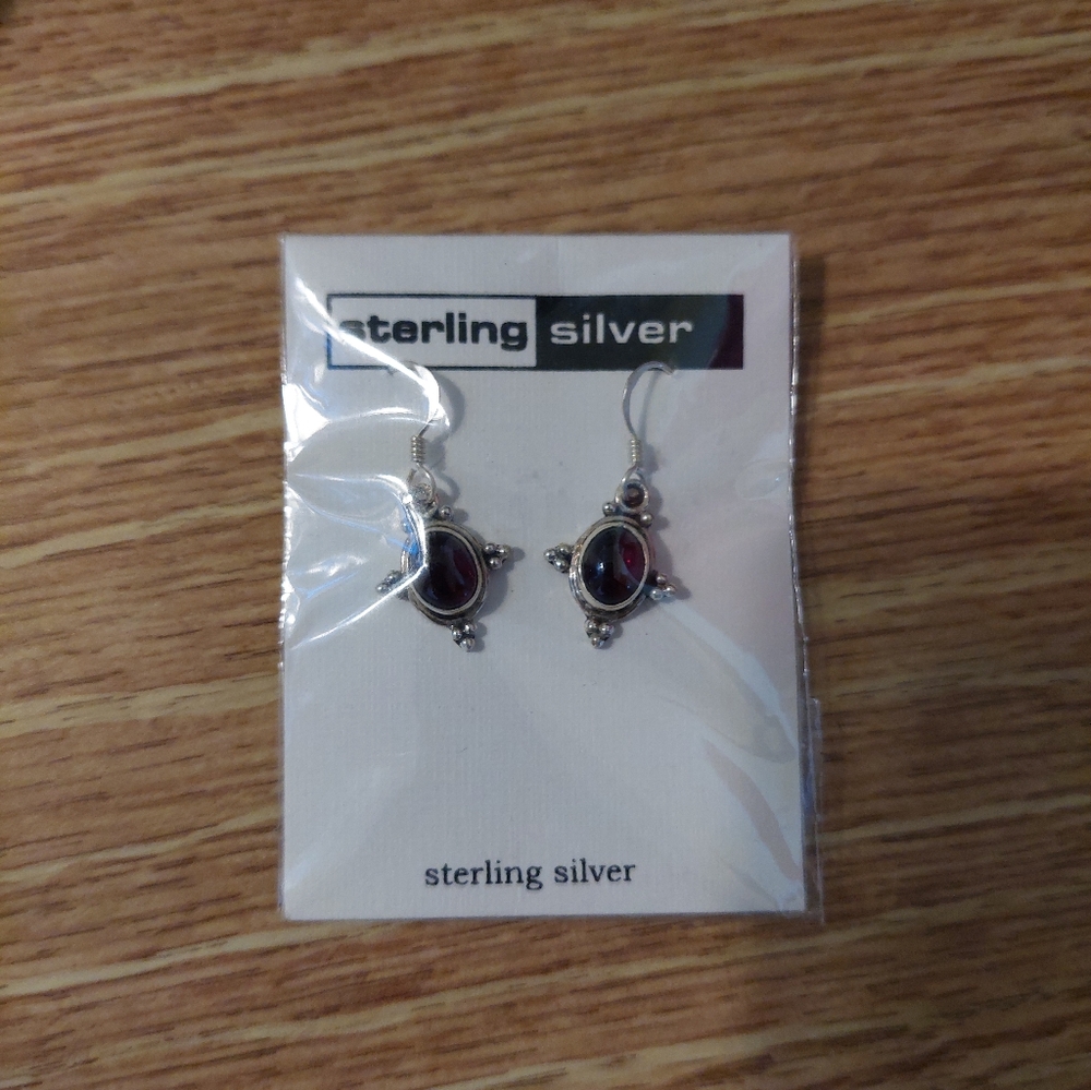 Sterling Silver Garnet Earrings